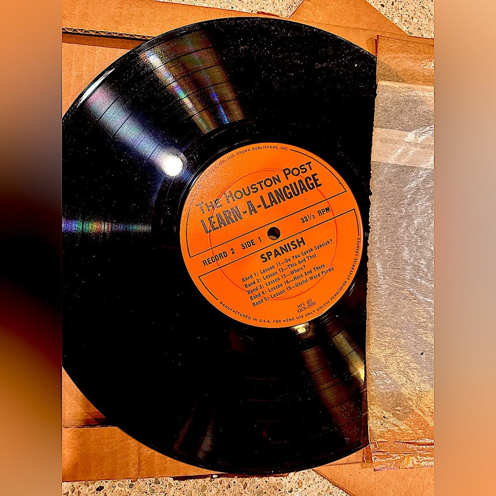 Houston Post- Learn A Language 3 Vinyl Set For Spanish -RARE & Vintage 33 1/3